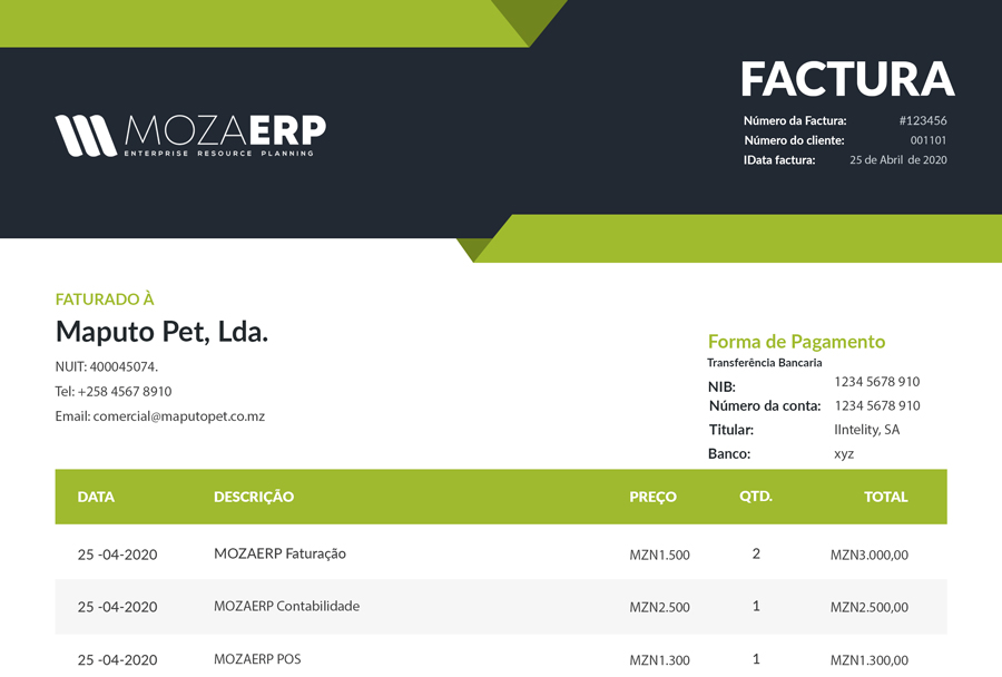 Mozaerp Modulo de faturação