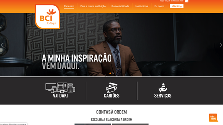 Imagem que mostra a pagina do segmente Private do banco BCI programada pele Intelity