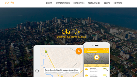 imagem da landing page Ola Taxi