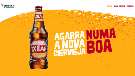 Imagem que ilustra a pagina principal da Cerveja Txilar programada pela Intelity